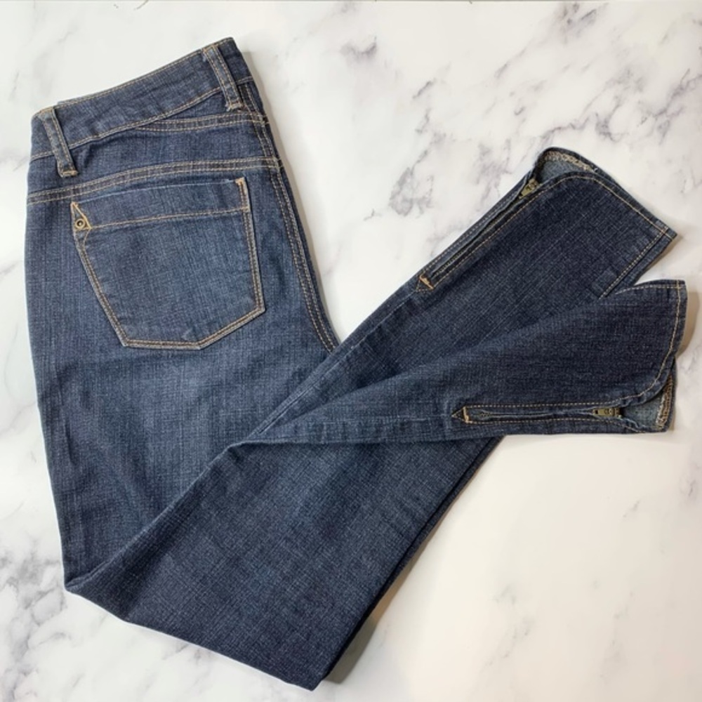 Dark Wash Ankle Zip Mid- Rise Skinny Jeans Size 26